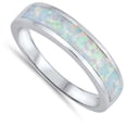 thumbnail image 4 of CHOOSE YOUR COLOR Long Stripe White Simulated Opal Wedding Ring .925 Sterling Silver Band CZ Female Size 4, 4 of 4