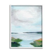 Stupell Industries Calm Cloudy River Lake Scenery Painting White Framed Art Print Wall Art, Design by Nikita Jariwala