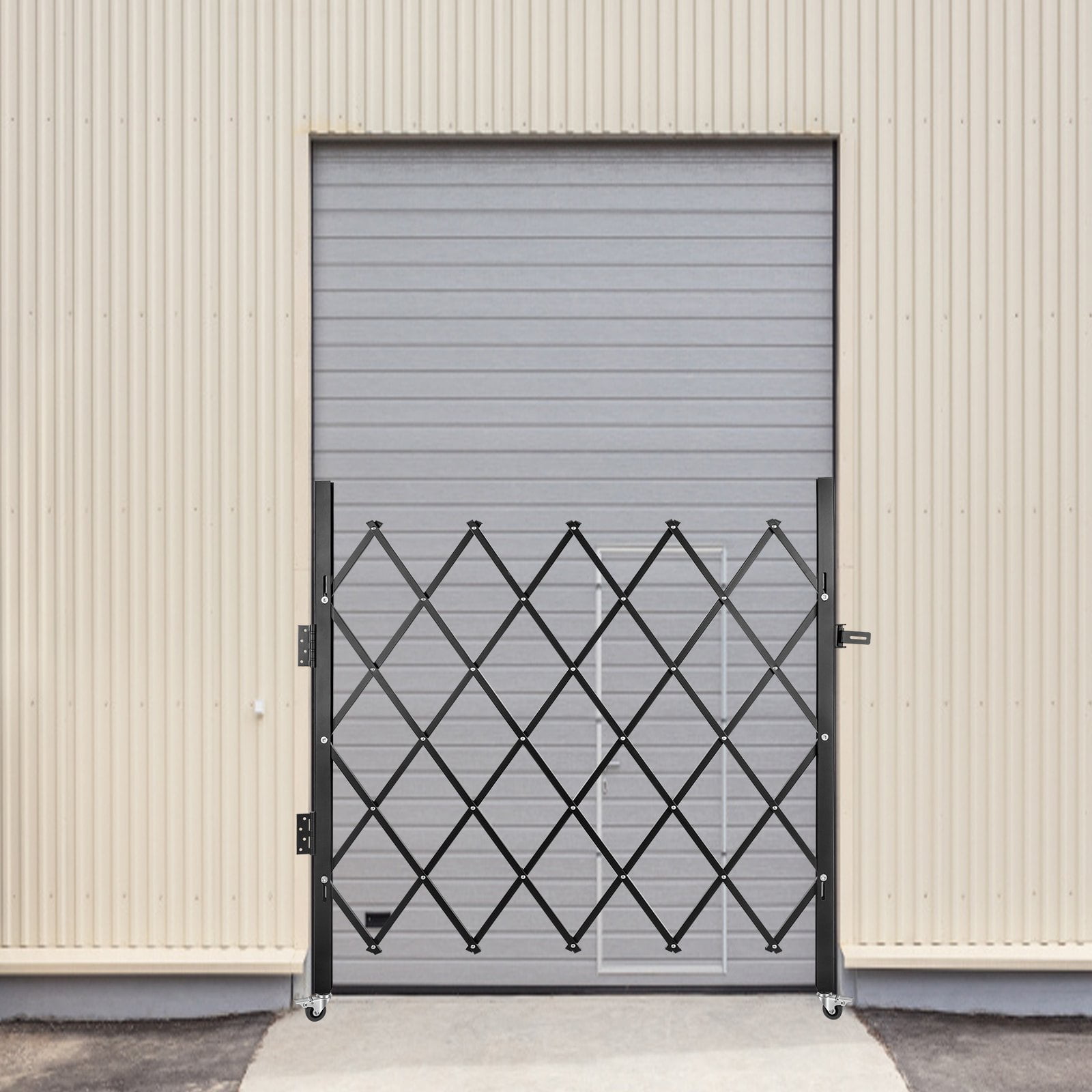 Folding Security Gate, Steel Accordion Design, 5.1'H x 5.9'W with padlock