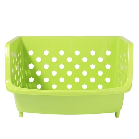 Vegetable Storage Baskets Single-deck Plastic Fruit & Vegetable Storage Box Multi-purpose Kitchen Sundry Goods Storage Basket Shelf - Green ()