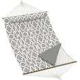 thumbnail image 1 of 2 Person Outdoor Hammock with Stand - Cotton Rope & Soft Polyester Pad - Adjustable Steel Frame - Durable & Comfortable for Patio, Backyard, Garden, Beach - Light Gray Stripes, 350cm, 1 of 8