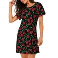 thumbnail image 2 of Fotbe Cherry Bata de Dormir para Mujer con Estampado, Camisón de Algodón de Manga Corta, Ropa de Dormir Casual, 2 of 6
