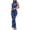 Blue, variant on Women’S 2-Piece Sleeveless Bodycon Maxi Dress Set, Leopard Print High Neck Dress With Boned Waist Cincher Corset, Stretchy Soft Polyester Fabric, 2pcs, Sizes S M L XL