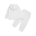 thumbnail image 6 of Xnihocha Kids Boys Girls Solid Color SweatSuit Sports Warm Outfit Long Sleeves Hooded Hoodie White 150, 6 of 9