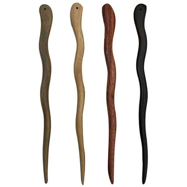 4 piezas de palitos de madera para el pelo, horquillas decorativas, moños chinos, palillos para el pelo
