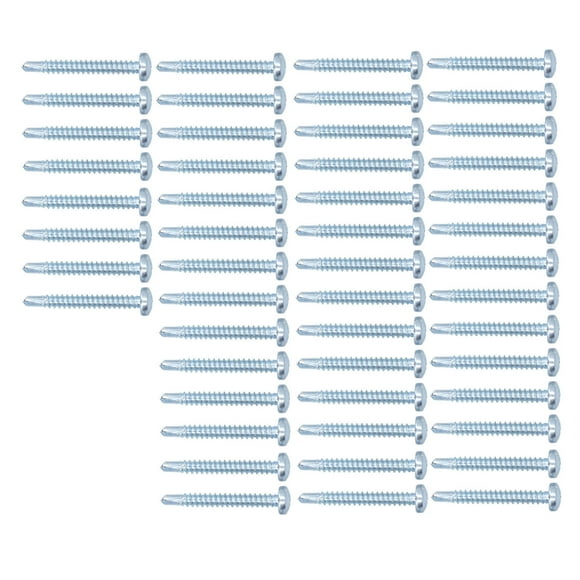 Cross Self Drilling Screws Kit, Rust Proof 4.8x38mm Non Slip Corrosion Resistant 50Pcs Self Drilling Screw For Wood Work Round Head,Flat Head