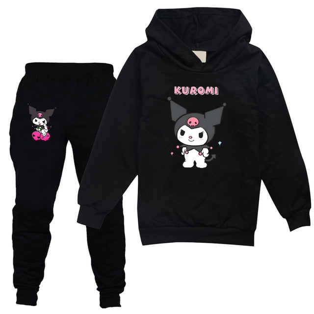 Kuromi Kuromi traje para niños ropa de primavera y otoño niñas con capucha sudadera fina pantalones 2223