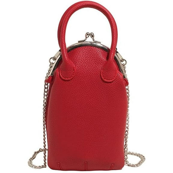 SPEKSEE PU Leather All-Match Shoulder Bag Kisslock Elegant Satchel Bag Metal Buckle Shoulder Bag Female Travel Work Shopping Bag