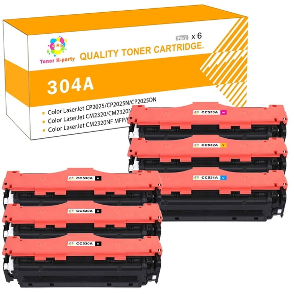 Colorich 6-Pack Compatible 304A Toner Cartridge for HP CC5230A CC531A CC533A CC532A Color LaserJet CP2025 CP2025N CP2025DN, CM2320 CM2320N-MFP CM2320NF-MFP CM2320FXI-MFP