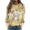 thumbnail image 2 of Women's Christmas Printed Round Neck Sweatshirt, Long Sleeve Casual Pullover Top, Raglan Sleeve Holiday Graphic Fall Winter Clothes,Yellow,S, 2 of 7