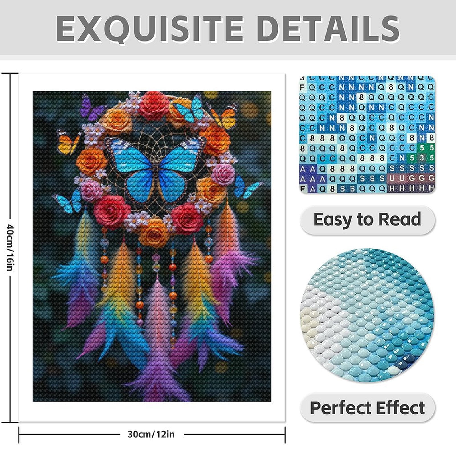 Diamond Art Kits for Adults - 5d Colorful Dreamcatcher With Butterflies Diamond Painting for Adults, Diamond Art for Adults Beginners, Diamond Painting Kits for Adults for Home Wall Decor