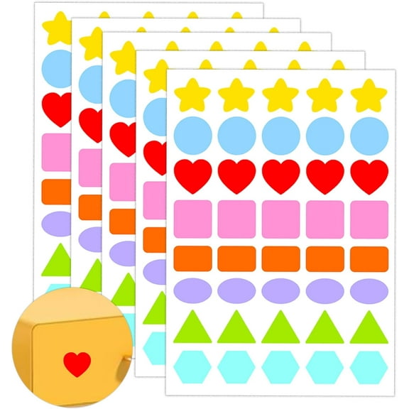 Multi-Shaped Color-Coding Stickers 1inch Basic Shapes Dot Labels Stickers for Kid Early education Classroom 800Pcs