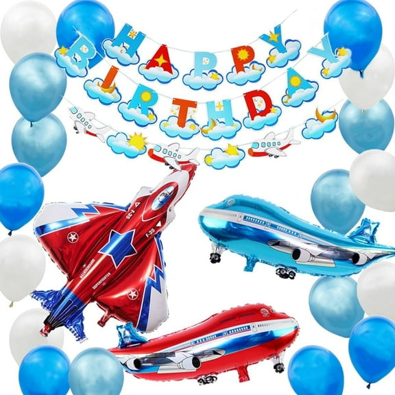 Balloons Aircraft-Themed Birthday Party Decoration Set