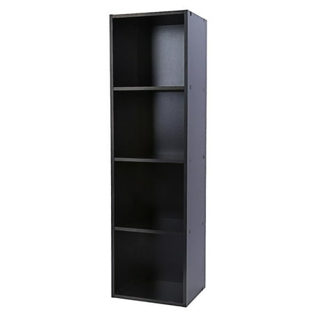 4 Shelf Bookcase Storage Bookshelf Wood Furniture Easy Assembly Book Shelving Black Color by (Best Wood For Building Bookshelves)