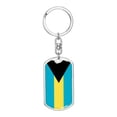 thumbnail image 1 of Bahamas Flag Keychain Dog Tag Stainless Steel or 18k Gold, 1 of 8