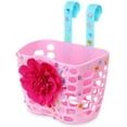 thumbnail image 2 of MINI-FACTORY Kid's Bike Basket, Cute Flower + Bling DIY Crystal Stickers Bicycle Front Handlebar Basket for Kid Girls (Hot Pink), 2 of 5