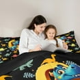 thumbnail image 2 of Manfei Monogrammed Q Bedding Comforter Set 7-Piece,Zoo Animal Dinosaur King Bedding Sets,Black Yellow Bed Sheets,Microfiber Room Decorative Reversible, 2 of 5