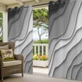 thumbnail image 2 of Outdoor Curtains for Patio Waterproof Grey Modern Geometric Indoor/Outdoor Curtain Tiebacks Gray Abstract Beach Privacy Curtain Sun Block Grommet Drapes for Pergolas Gazebo Porch 2 Panel 54x84 Inch, 2 of 9