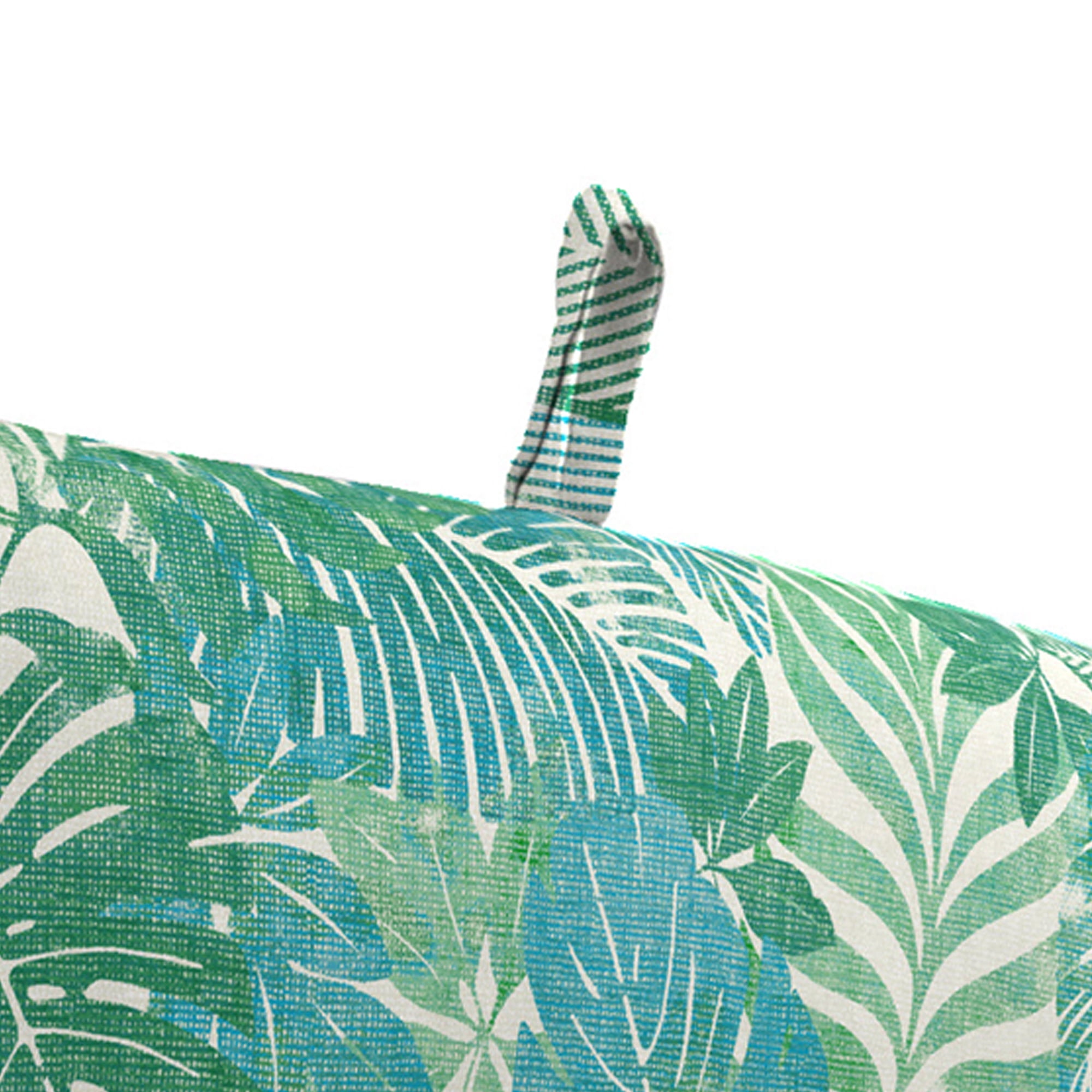 Jordan Manufacturing 44" x 22" Wesley Bayou Green Leaves Rectangular Outdoor Chair Cushion with Ties and Hanger Loop