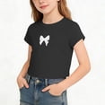 thumbnail image 2 of WRKEKC Girls T Shirts Heart Print Round Neck Short Sleeve Casual Sweetheart Graphic Top for 5-15 Years, 2 of 6