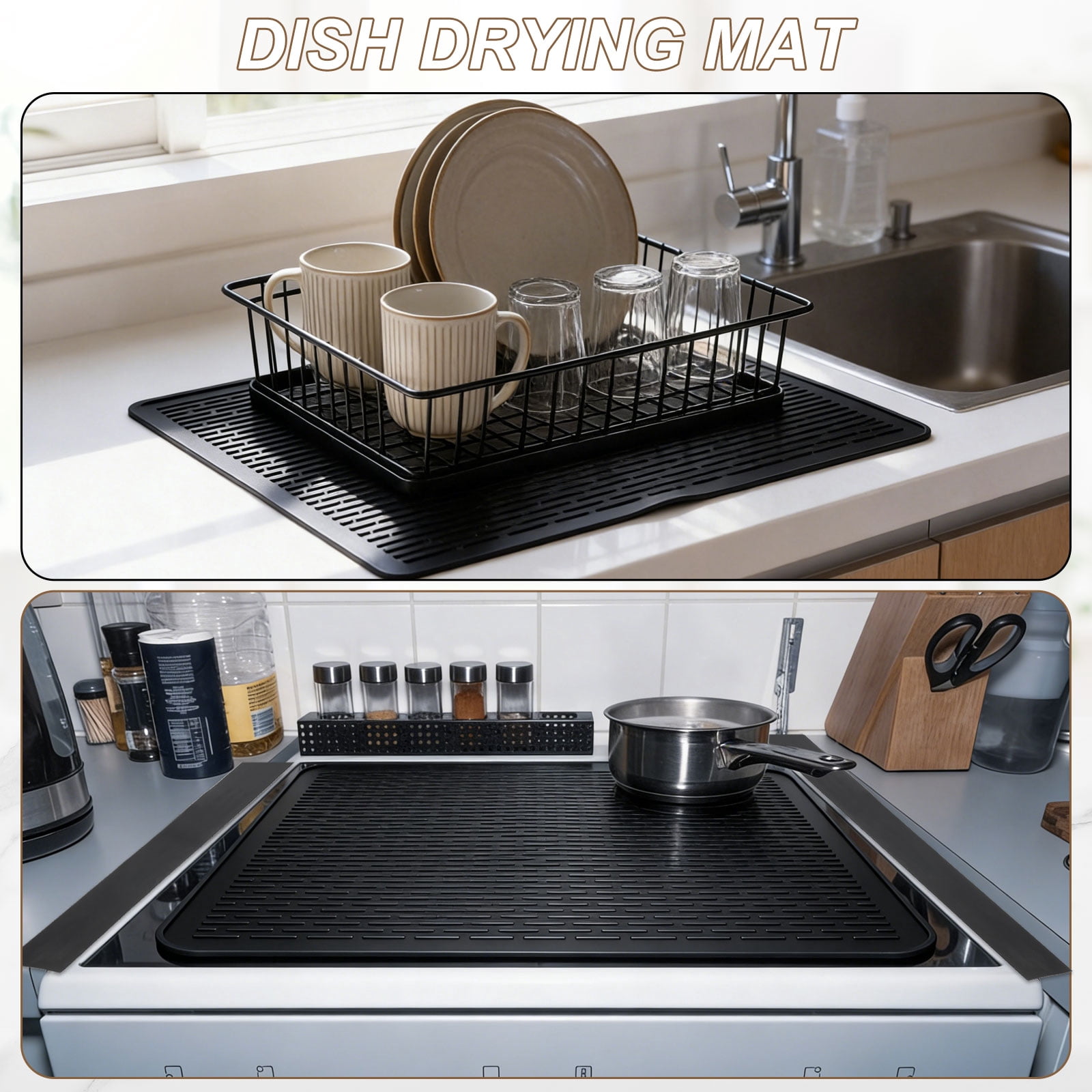 Uxcell Stove Top Cover for Electric Stove, 27.6" x 19.7" Silicone Glass Cooktop Protector Range Mats Diagonal Stripe with Silicone Gap Cover for Kitchen Oven Counter Cooktop, Silver