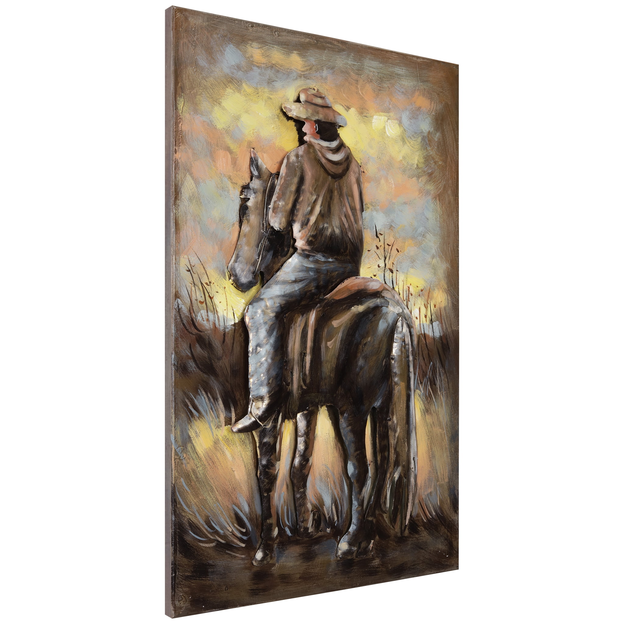 Empire Art Direct Cowboy Hand Painted 3D Metal Wall Art, 24" x 16" x 1.6", Ready to Hang