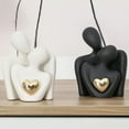 thumbnail image 6 of LAMIRO Ceramic Couple Hug Figurine with Golden Heart Men Women Embrace Statue Sculpture Living Room Bedroom Desktop Decoration Wedding Anniversary Gifts, 6 of 7
