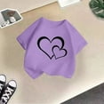 thumbnail image 5 of Girls Summer Tops Size 7-8 Printing T-Shirt Clothes Soft Cotton Crew Neck Tees Casual Tops Tees Blouses Purple 160, 5 of 5