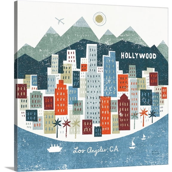 Great BIG Canvas Michael Mullan Premium Thick-Wrap Canvas entitled Colorful Los Angeles