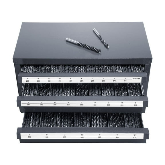 KFFKFF Steel Drill Bit Organizer Cabinet, Three-Drawer Storage Unit for A to Z, Stackable Dispenser with Labels for Drill Bit Organization