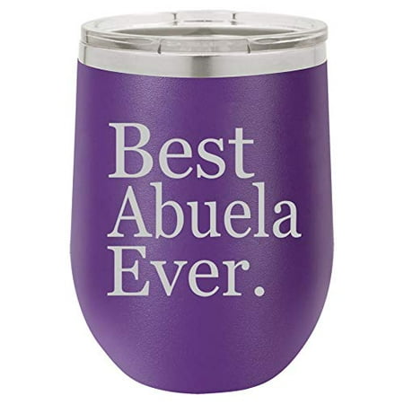 12 oz Double Wall Vacuum Insulated Stainless Steel Stemless Wine Tumbler Glass Coffee Travel Mug With Lid Best Abuela Ever Grandma Grandmother
