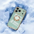 thumbnail image 2 of For iPhone 17 Pro Case 2025, Allytechgroup Ring Holder Stand Case Plating Edge 360 Rotation Kickstand Slim Soft Flexible TPU Protective Cover for iPhone 17 Pro 6.3", Mint, 2 of 5