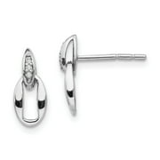 Sterling Silver White Ice Diamond Post Earrings 9x6 mm (0.02 cttw, I1-I3 Clarity, I-J Color)
