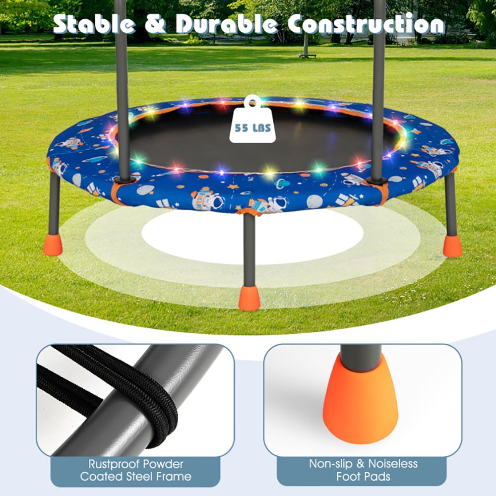 GVN Trampoline, Outdoor Recreational Trampolines,36 Inch Mini Trampoline with Colorful LED Lights and Bluetooth Speaker-Blue