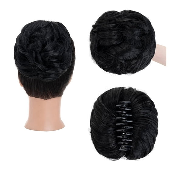 Claw Clip Messy Hair Bun Scrunchie Wavy Curly Chignon Hair Extensions Synthetic Tousled Updo Hair Piece
