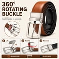 thumbnail image 2 of Men's Reversible Genuine Leather Belt, 1.38" Wide 2-in-1 Dress Belt with 360° Rotating Pin Buckle, Adjustable Business Casual Belt, Blue Brown Coffee, Sizes 33"-43" - TRISJEM, 2 of 7