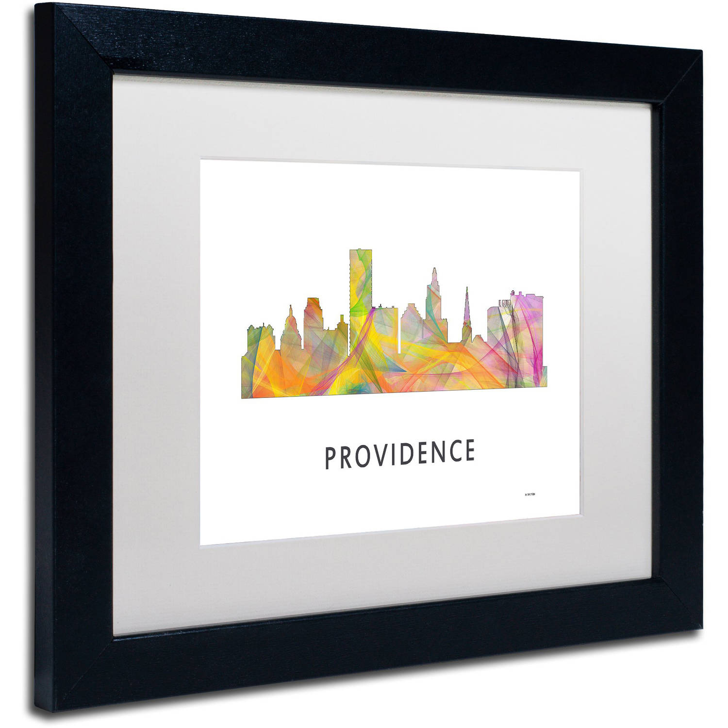 Trademark Fine Art 'Providence RI Skyline WB-1' Canvas Art by Marlene Watson, White Matte, Black Frame