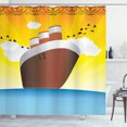 thumbnail image 1 of Vintage Boat Shower Curtain, Big Ship Pop Art Deco Style Travel Cruise Yacht Sailing to the Ocean Graphic, Fabric Bathroom Set with Hooks, 69W X 84L Inches Extra Long, Multicolor, by Ambesonne, 1 of 3