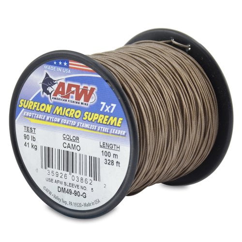 American Fishing Wire Surflon Nylon Coated 1x7 Stainless Steel Leader Camo 30ft 