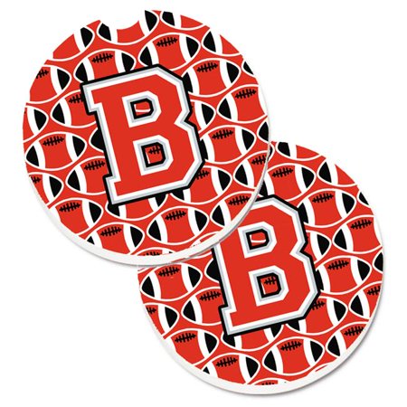 

Letter B Football Scarlet & Grey Set of 2 Cup Holder Car Coaster