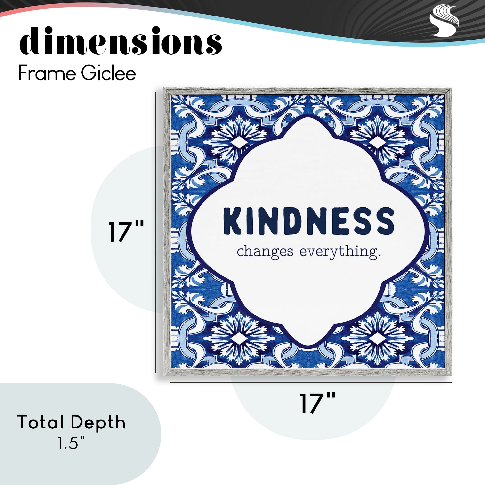 Patterned Kindness Changes Everything Gray Framed Giclee Art, design by Lettered and Lined