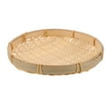 thumbnail image 4 of QIDITONG Bamboo Sieve Baskets Weaving Serving Tray Flat Shallow Fruits Basket Snack Holder Food Container Vegetable Serving Baskets For Kitchen Counter, 4 of 5