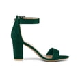 thumbnail image 3 of BLISSFUL STEP Women's Shoes Ankle Strap Block Heel Buckle Open Toe Sandals Green 11, 3 of 7