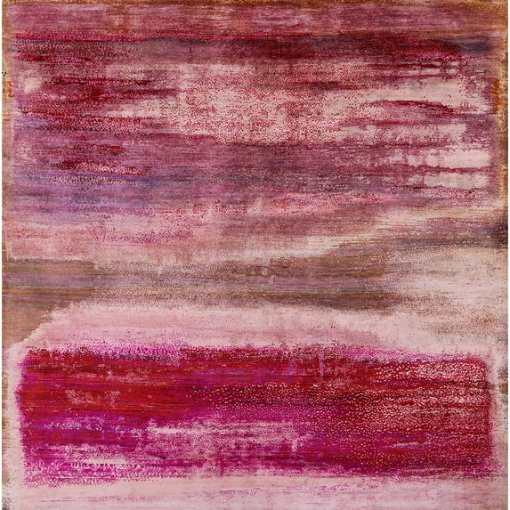 Ahgly Company Indoor Square Mid-Century Modern Crimson Red Oriental Area Rugs, 4' Square