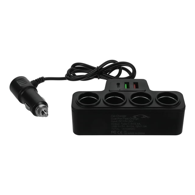 Adaptador de carga rápida para coche con puerto USB C, divisor de enchufe de carga rápida, divisor de corriente para vehículo, adaptador de carga para coche para teléfonos y coches.