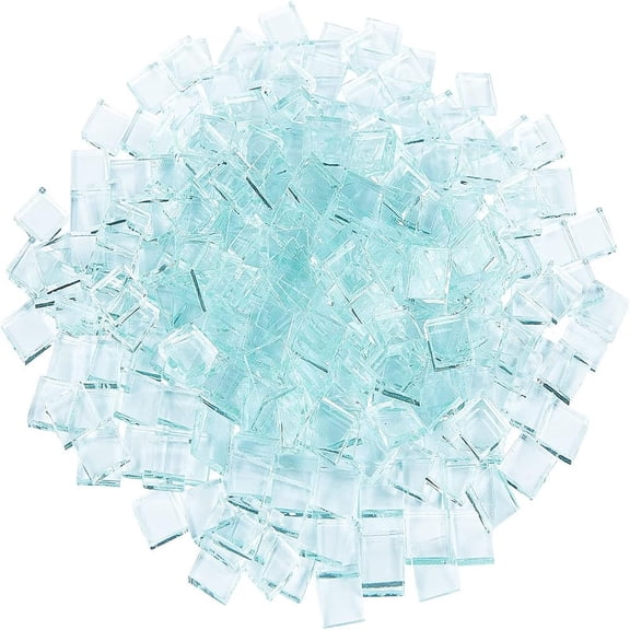 375 PCS Transparent Mosaic Tiles 0.4 Inch Square Shape Glass Tiles Clear Glass Mosaic Supplies Pieces Crafts Home Decoration