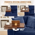 thumbnail image 3 of Muumblus Oversized Living Room Chair with Ottoman, Bluetooth Speaker, Rotating Table Board & USB, Cozy Indoor Lounge Reading Armchair, Blue Corduroy, 3 of 8