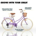 thumbnail image 5 of Glerc Missy 26" Girl Cruiser Youth Teen Woman Bike Shimano 6-Speed Teen Hybrid City Bicycle for Youth Ages 14 15 16 17 18 19 20 Years Old with Wicker Basket & Rack, Purple, 5 of 16