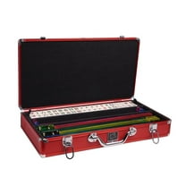 White Swan American Mahjong Set in Luggage-Style Red Case - Ivory Tiles - Classic Pusher Arms