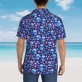 thumbnail image 4 of Pofeuu Blue Skull Flower Print Hawaiian Shirt for Men Sleeves Casual Button Down Summer Beach Dress Shirts T-Shirts,XX-Large, 4 of 7